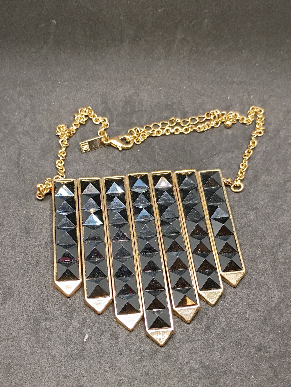 Gold Tone Necklace with Black Accents